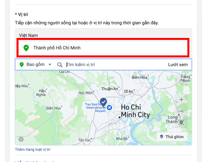 đối tượng vị trí địa lý quảng cáo facebook