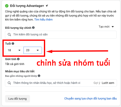 target nhóm tuổi 18-23