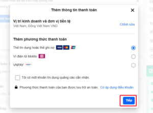 Thêm phương thức thanh toán quảng cáo