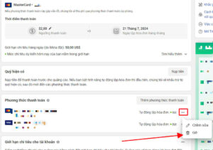 Xóa phương thức thanh toán quảng cáo Facebook