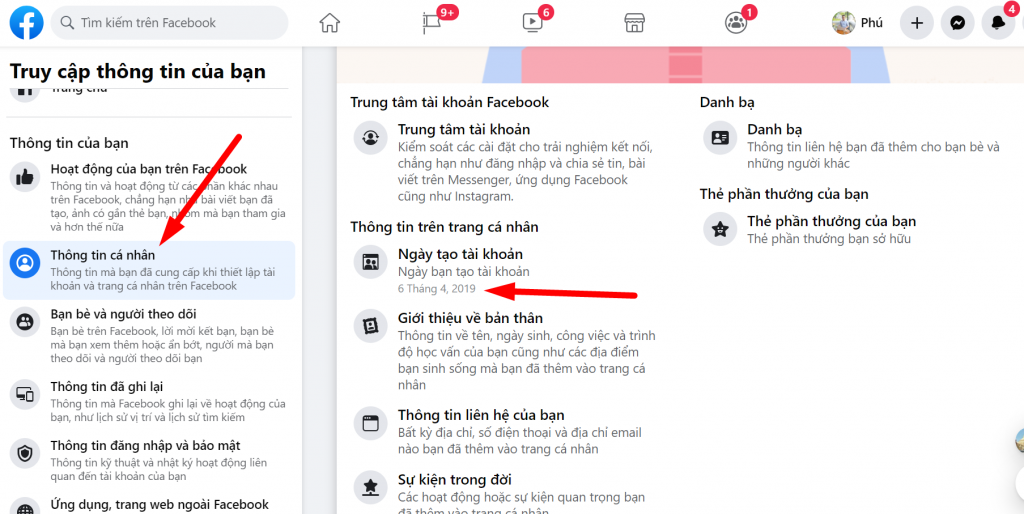 Để biết VIA new hay xem thời gian tạo tài khoản đó