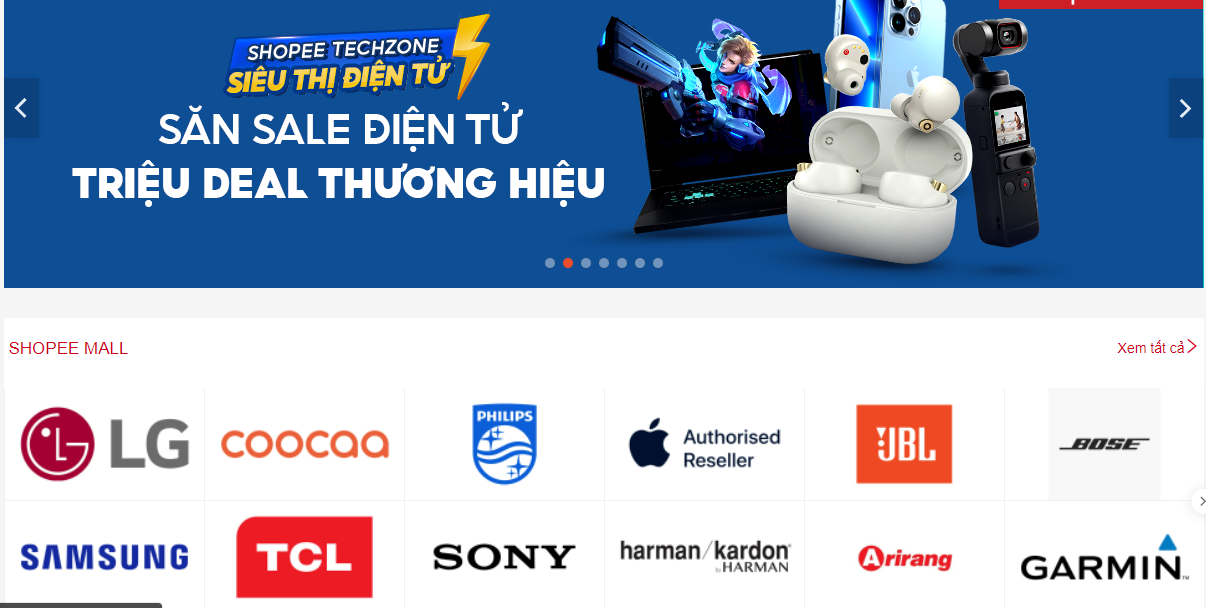 Một số thương hiệu đã đăng ký gian hàng trên Shopee