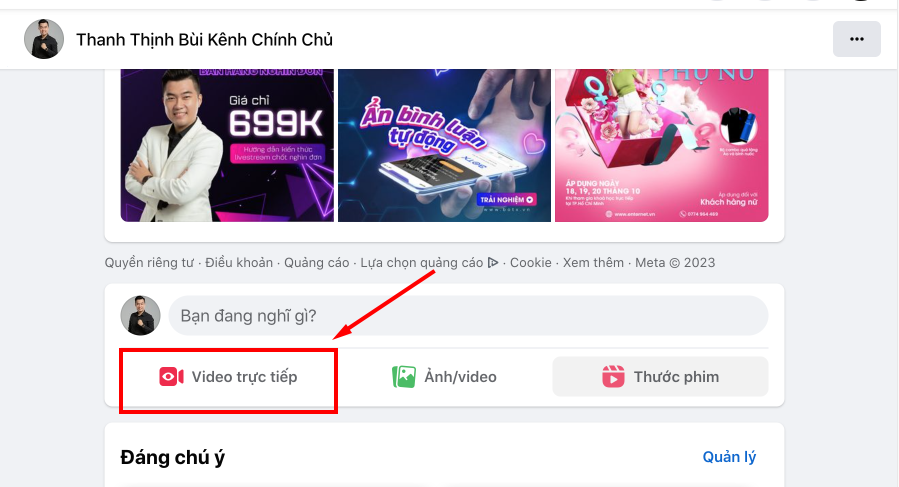 Tạo video trực tiếp để kiểm tra tính năng page live ads