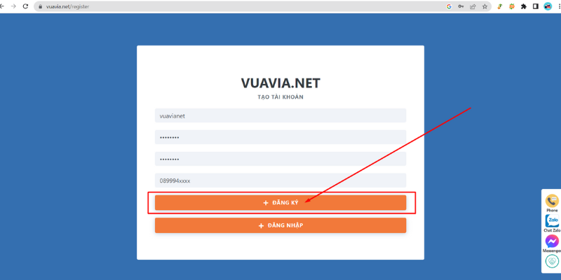Đăng ký tài khoản vuavia.net