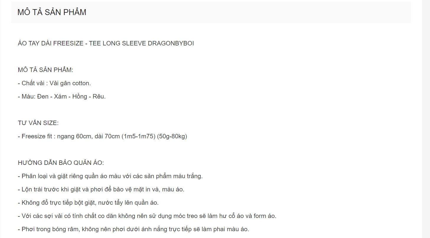 Mô tả sản phẩm SEO Shopee