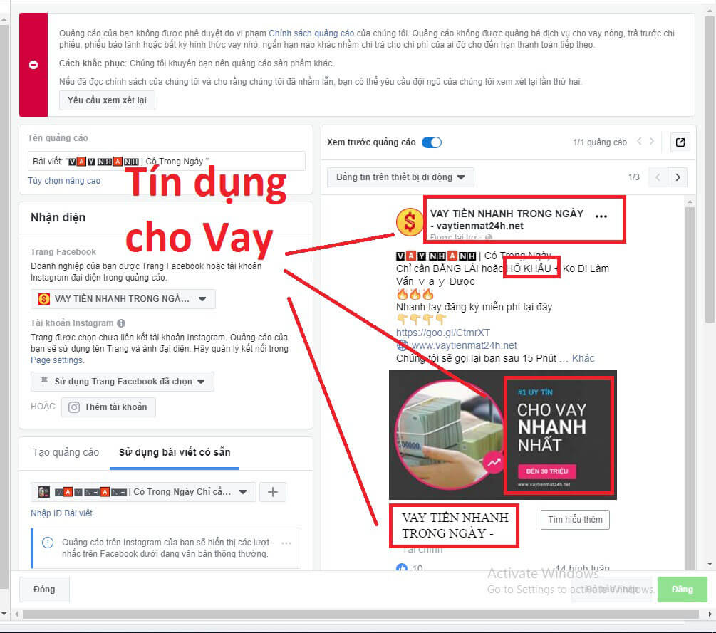 Vi phạm sản phẩm cấm, từ ngữ cấm quảng cáo của Facebook là một trong những nguyên nhân bị hạn chế quảng cáo fanpage