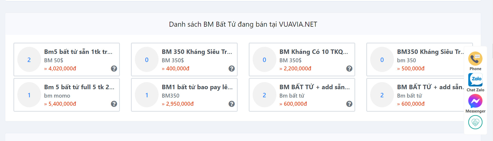 Mua BM bất tử ở đâu