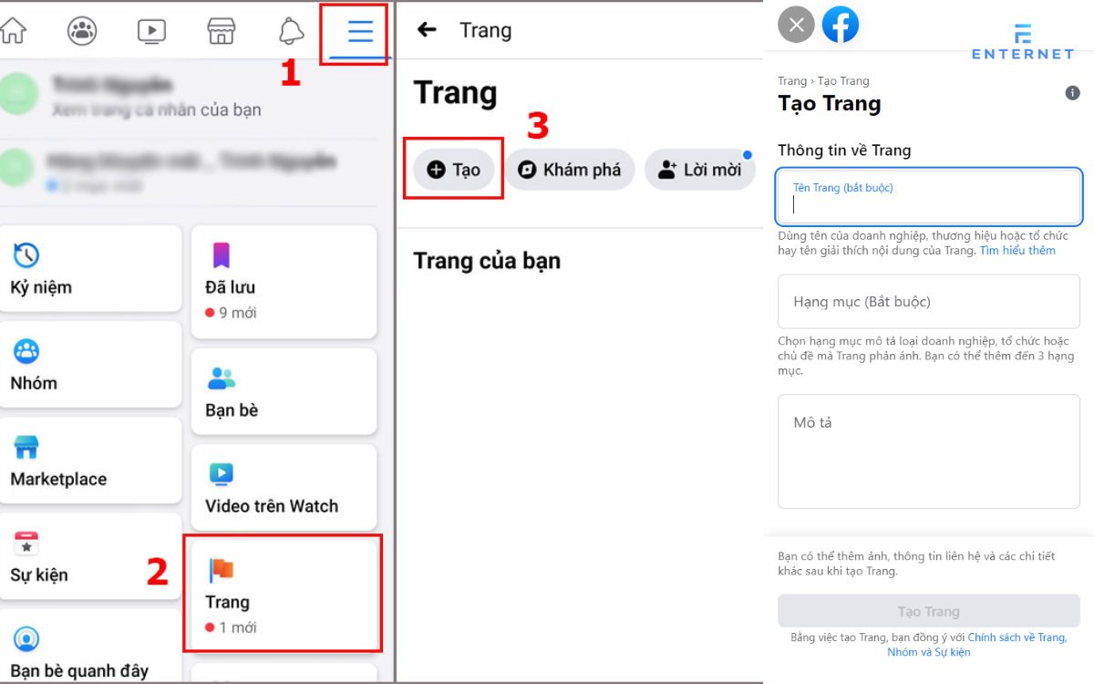 Tạo fanpage mới