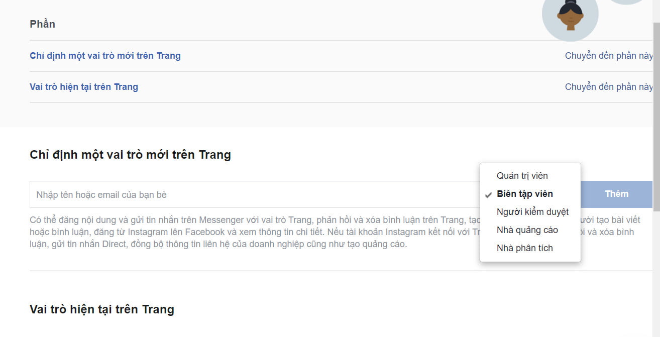Thêm quản trị viên fanpage Facebook