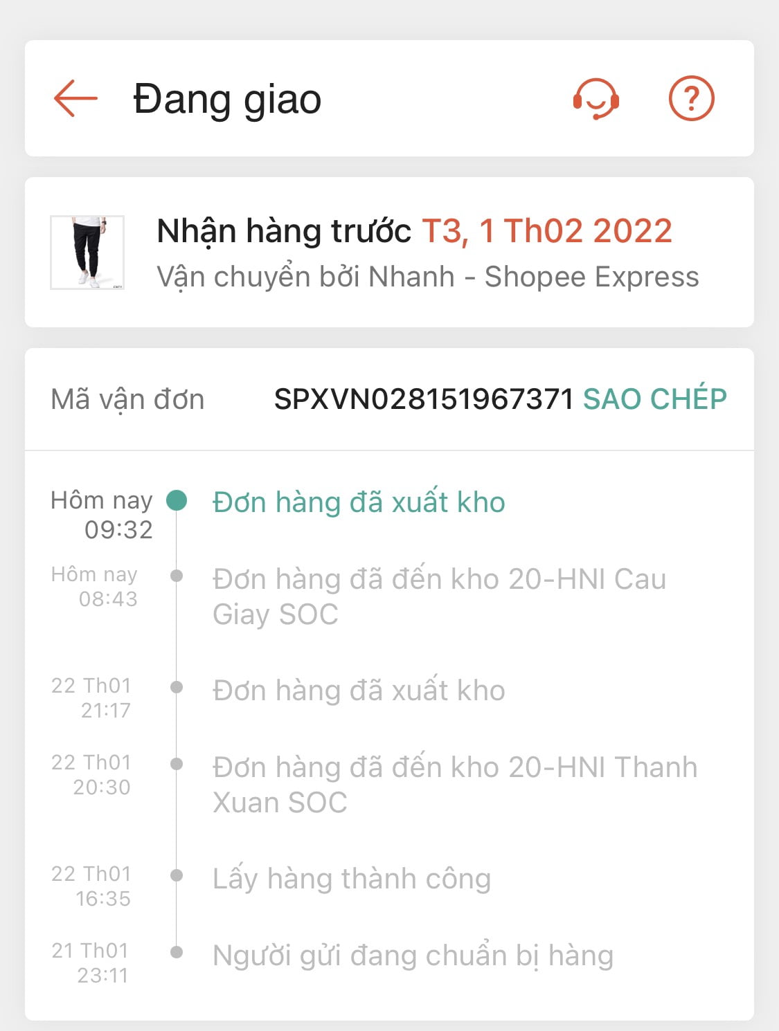 Quá trình vận chuyển đơn hàng Shopee