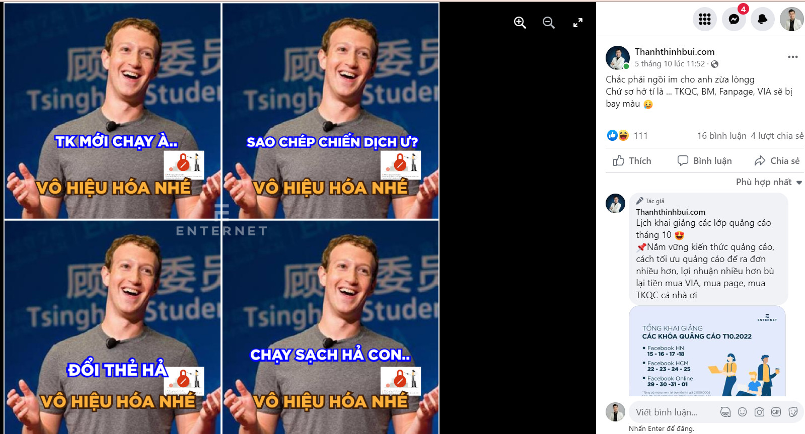 Lỗi vi phạm chính sách quảng cáo Facebook