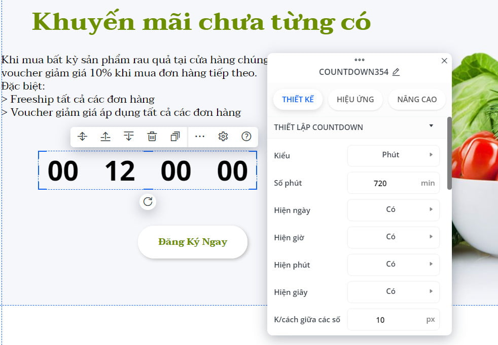 Thiết lập ngày giờ trong thời gian đếm ngược