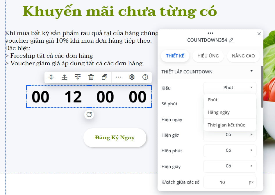Tùy chọn ngày giờ phút giây