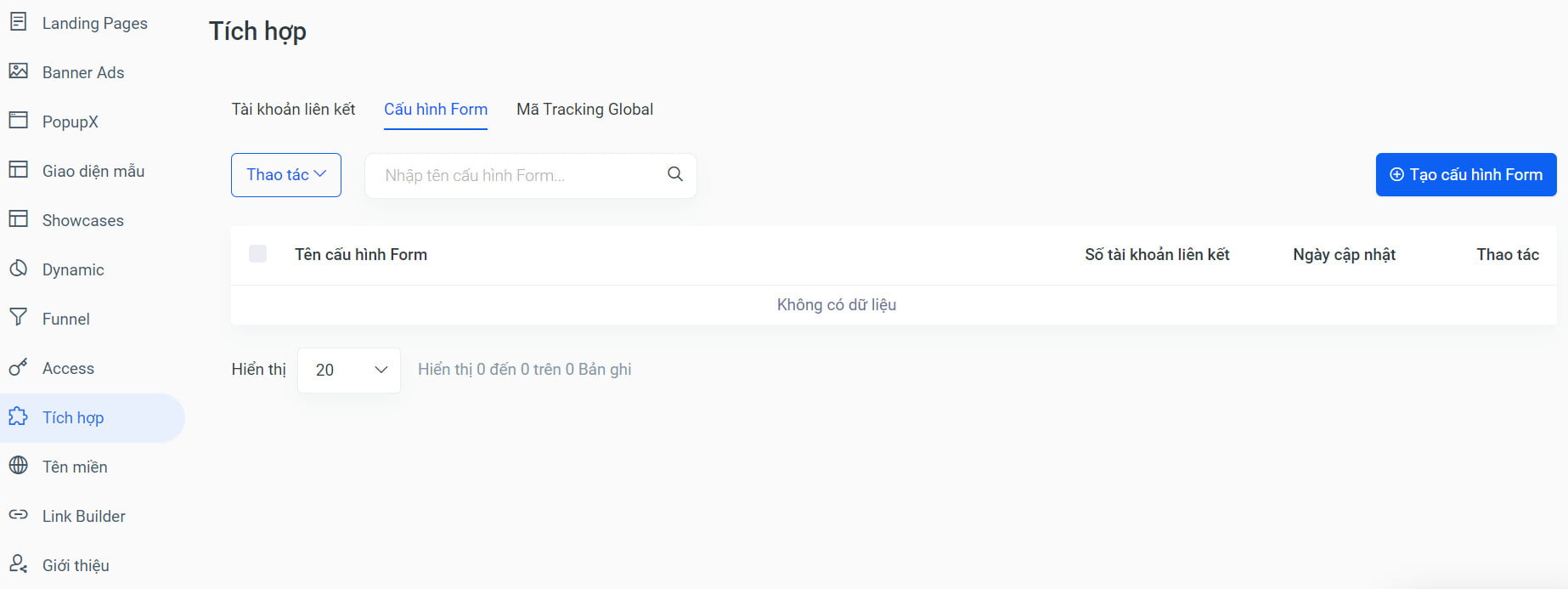 Cài đặt cấu hình khi tự thiết kế landing page