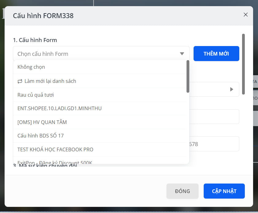 Chọn đích vừa thiết lập ở trên