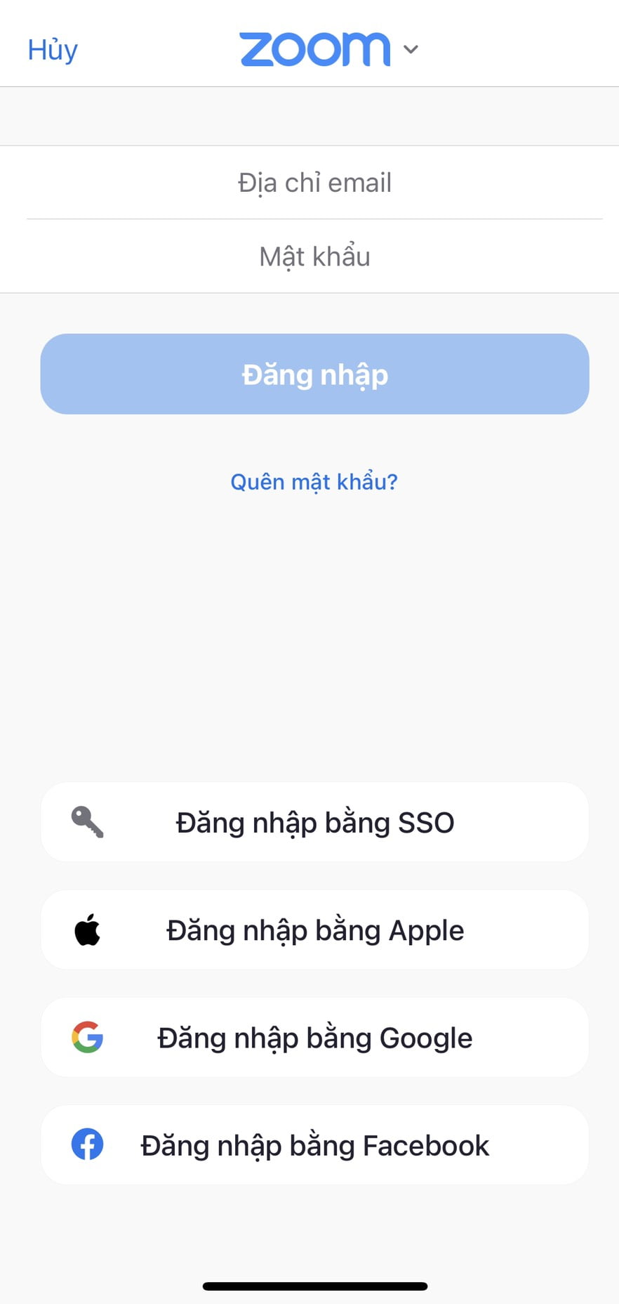 Đăng nhập sử dụng Zoom Meeting