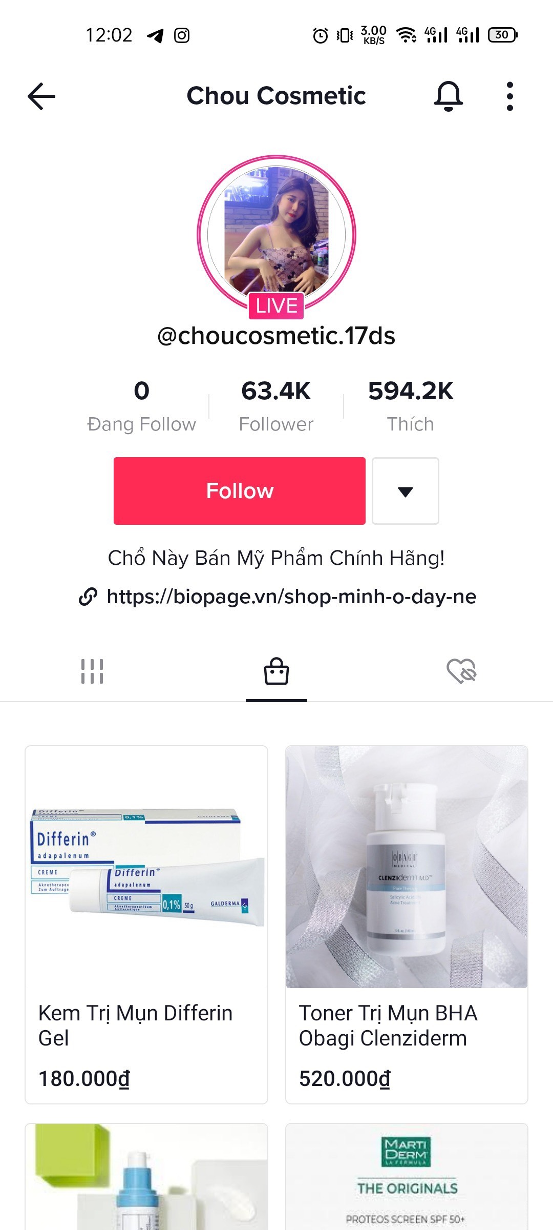 Giao diện trang đã tạo Tik Tok Shop