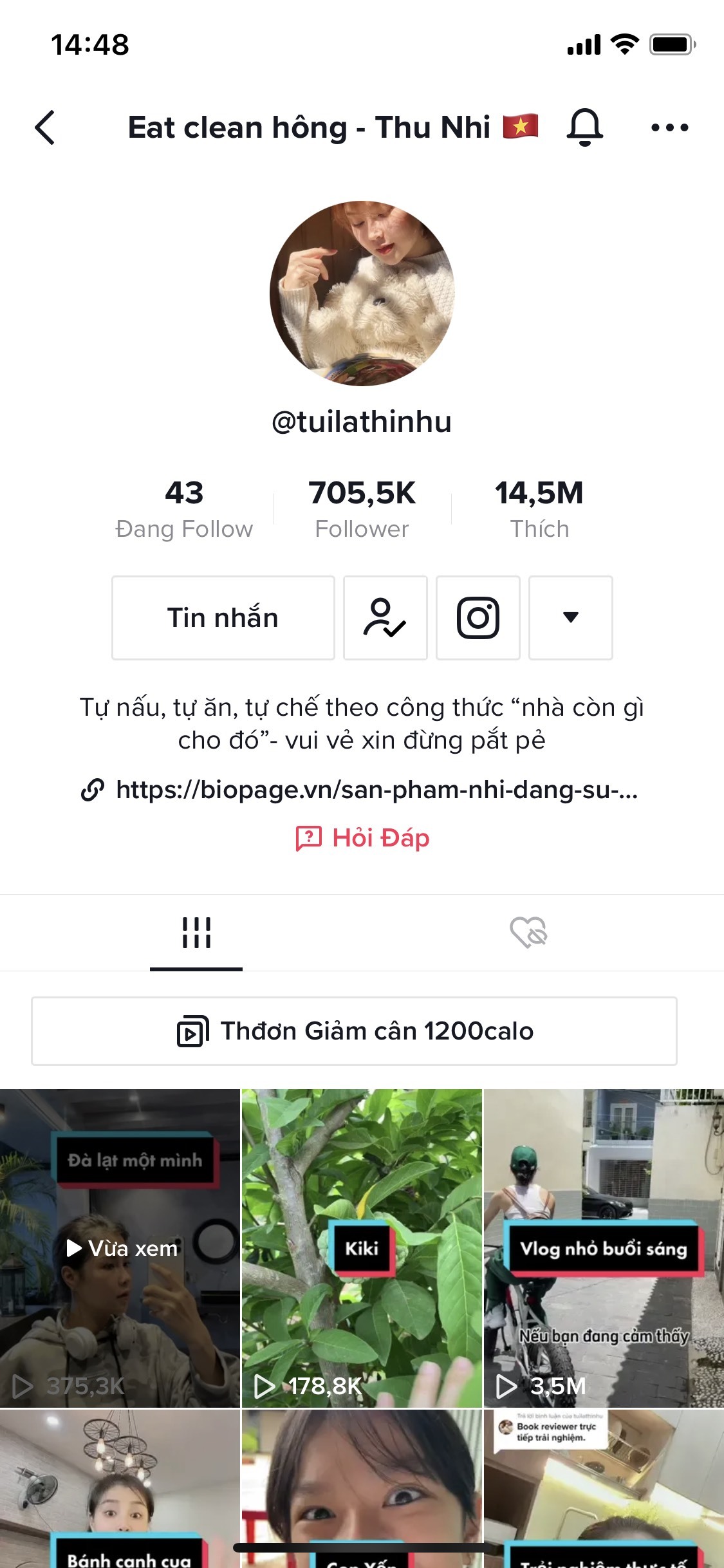 Giao diện trang Tik Tok bình thường