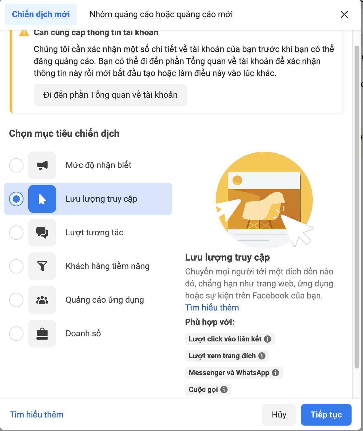 Bước 2: Chọn chiến dịch quảng cáo Facebook Carousel Ads