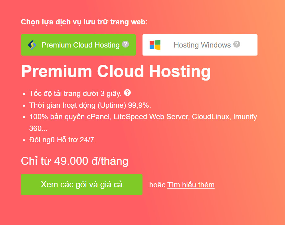 Hosting trả phí - ổn định cao