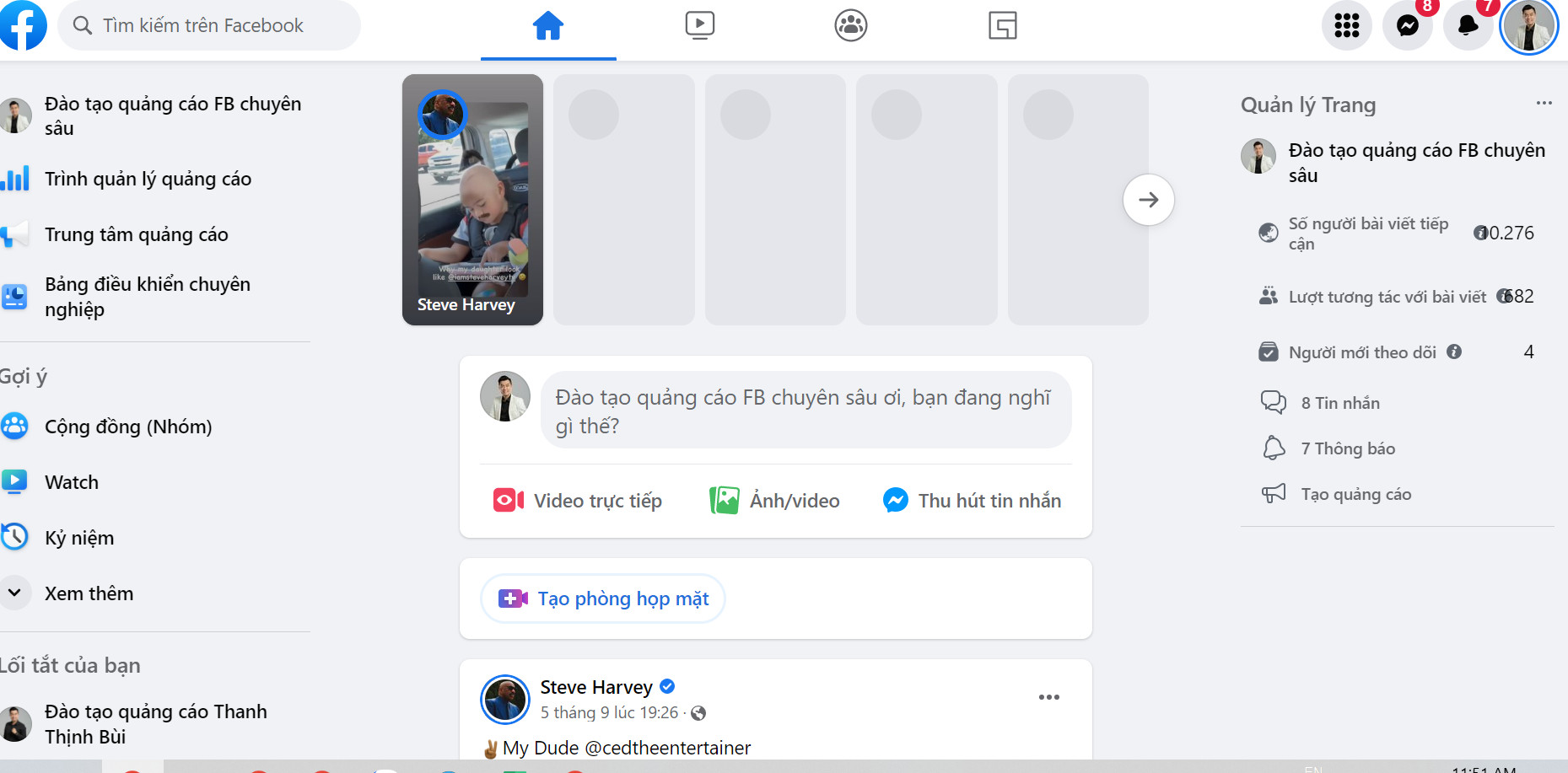 Phần giao diện trang chủ của fanpage pro5