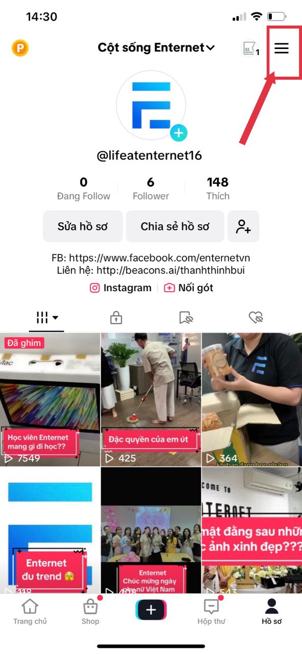 chọn dấu 3 chấm trên góc phãi màn hình