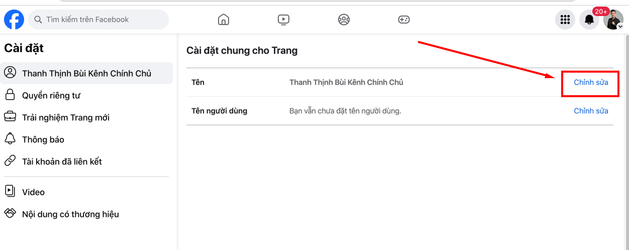 chọn chỉnh sửa tên
